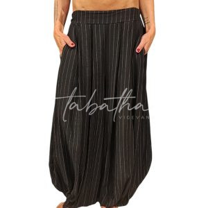 PANTALONE VISCOSA OVETTO GESSATO CON TASCHE ED ELASTICO IN VITA TAGLIA UNICA NOBLESSE OBLIGE -PROVOCATION MILANO-