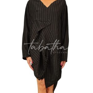 MAGLIA/ABITO VISCOSA GESSATO SCOLLO A V CON DRAPPEGGIO TAGLIA UNICA NOBLESSE OBLIGE -PROVOCATION MILANO-