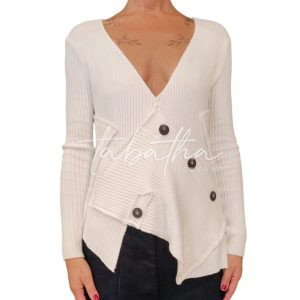 MAGLIA VISCOSA ASIMMETRICA SCOLLO A V CON BOTTONI TAGLIA UNICA NOBLESSE OBLIGE -PROVOCATION MILANO-