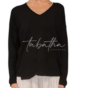 MAGLIONCINO VISCOSA SCOLLO A V CON DETTAGLIO PATCH NERO TAGLIA UNICA NOBLESSE OBLOGE -PROVOCATION MILANO-