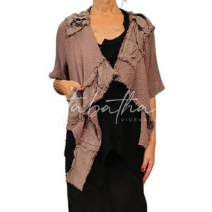 CARDIGAN CORTO COTONE RETE MEZZA MANICA CON TASCHE E PATCH COLOR MALVA-ORCHIDEA TAGLIA UNICA -PROVOCATION MILANO-