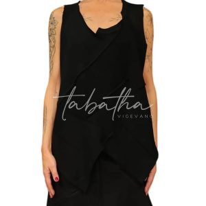 CANOTTA VISCOSA CALDA A TRAPEZIO PATCH NERA TAGLIA UNICA NOBLESSE OBLIGE -PROVOCATION MILANO-