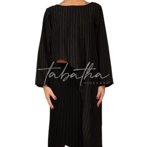 MAGLIA VISCOSA DOPPIA LUNGHEZZA GESSATA GIROCOLLO MANICA LUNGA CON TASCA NERA TAGLIA UNICA NOBLESSE OBLIGE -PROVOCATION MILANO-