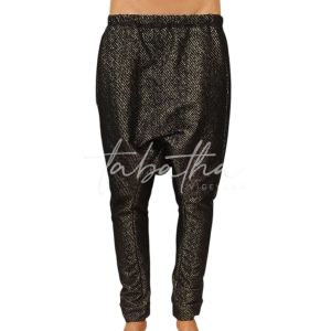 OUTLET- PANTALONE LANA CAVALLO BASSO CON ELASTICHE E TASCHE SPIGATO NERO -PROVOCATION MILANO-