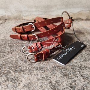 CINTURA PELLE DOPPIE FIBBIE COLOR CUOIO -PROVOCATION MILANO ACCESSORI-