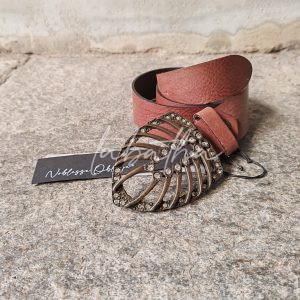 CINTURA PELLE FIBBIA FOGLIA/STRASS MARRONE -PROVOCATION MILANO ACCESSORI-
