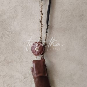 BORSA-TRACOLLA A.S.98 REGOLABILE CATENA/PELLE 3 ELEMENTI MARRONE