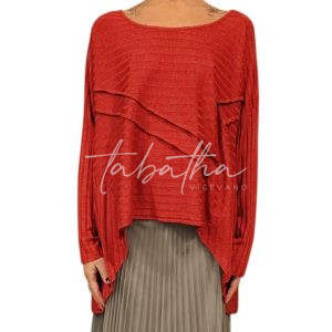 MAGLIONCINO LANA/VISCOSA A TRAPEZIO GIROCOLLO COLOR ROSSO TAGLIA UNICA NOBLESSE OBLIGE -PROVOCATION MILANO-