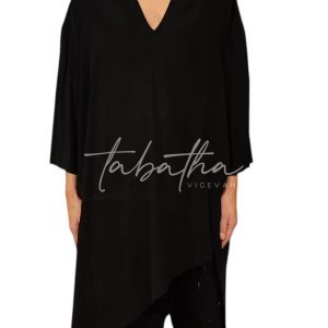 MAGLIA/ABITO 100 % CUPRO ASIMMETRICA SCOLLO A V TAGLIA UNICA NERA-PROVOCATION MILANO-