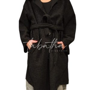 CAPPOTTO VISCOSA CON TASCHE-CINTA E BOTTONI NERO TAGLIA UNICA -PROVOCATION MILANO-
