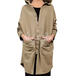 FELPA LUNGA COTONE FORMA OVETTO CON ZIP-TACHE E CAPPUCCIO TAGLIA UNICA NOBLESSE OBLIGE-PROVOCATION MILANO-
