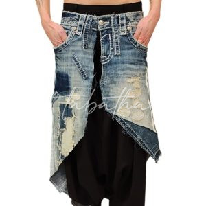 GONNA/PANNELLO JEANS PATCH CON PASSANTI E BOTTONE TAGLIA UNICA -PROVOCATION MILANO-