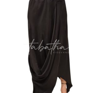 GONNA LUNGA 100% CUPRO CON DRAPPEGGI-ELASTICO E ZIP IN VITA TAGLIA UNICA -PROVOCATION MILANO-