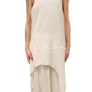 CANOTTA LUNGA VISCOSA ASIMMETRICA COLOR BURRO TAGLIA UNICA NOBLESSE OBLIGE-PROVOCATION MILANO-