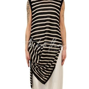 CANOTTA/ABITO 100% VISCOSA GIROCOLLO EFETTO TRAMATO RIGHE BIANCO/NERO TAGLIA UNICA NOBLESSE OBLIGE-PROVOCATION MILANO-