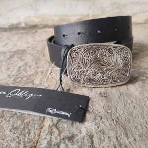 CINTURA PELLE FIBBIA ARGENTO RICAMATO NOBLESSE OBLIGE-PROVOCATION MILANO-