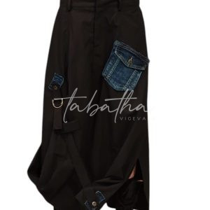 GONNA COTONE CON APPLICAZIONI PATCH CON ZIP- ELASTICO RETRO E PASSANTI TAGLIA UNICA -PROVOCATION MILANO-