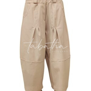 PANTALONE SIMILPELLE FORMA OVETTO CON ZIP - PASSANTI E TASCHE COLOR BURRO CHIUSURA NOBLESSE OBLIGE-PROVOCATION MILANO-