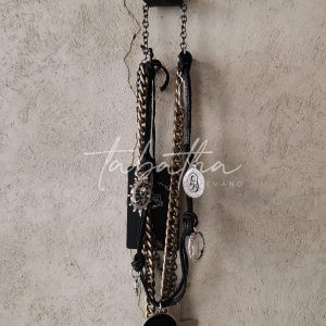 COLLANA CATENE E PELLE CON PENDENTI -PROVOCATION MILANO- ACCESSORI