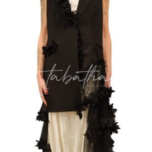 GILET LUNGO BI-TESSUTO NERO-PROVOCATION MILANO-