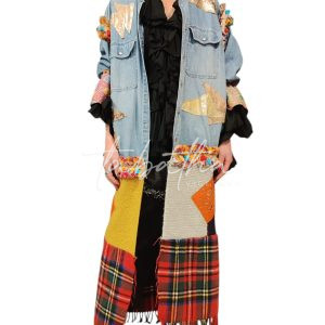 CABANE LUNGO JEANS/COTONE/LANA CON MANICA LUNGA E PATCH TAGLIA UNICA  CREATIVITY ROOM- PROVOCATION MILANO-