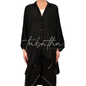 CAMICIA LUNGA 100% COTONE GARZATO ASIMMETRICA TAGLIA UNICA -PROVOCATION MILANO-