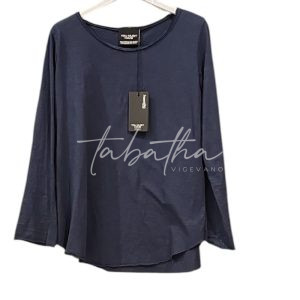 MAGLIA COTONE FIAMMATO GIROCOLLO MANICA LUNGA TAGLIA UNICA BLU NOTTE NOBLESSE OBLIGE -PROVOCATION MILANO-