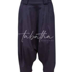 PANTALONE MISTO COTONE CAVALLO BASSO CON ELASTICO, TASCHE E PASSANTI BLU NOTTE TAGLIA UNICA NOBLESSE OBLIGE -PROVOCATION MILANO-