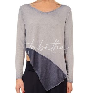 MAGLIA 100% VISCOSA BICOLORE AZZURRO/BLU ASIMMETRICA GIROCOLLO TAGLIA UNICA NOBLESSE OBLIGE -PROVOCATION MILANO-