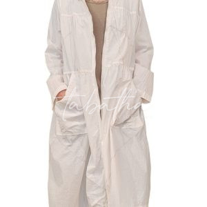 GIACCA A VENTO LUNGA FORMA OVETTO CON IMPUTURE A VISTA, CAPPUCCIO, ZIP E TASCHE TAGLIA M COLOR BURRO NOBLESSE OBLIGE -PROVOCATION MILANO-