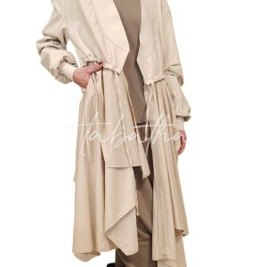 CABANE BI-TESSUTO COTONE/SIMILPELLE A RUOTA CON COULISSE TAGLIA UNICA COLOR BURRO -PROVOCATION MILANO-