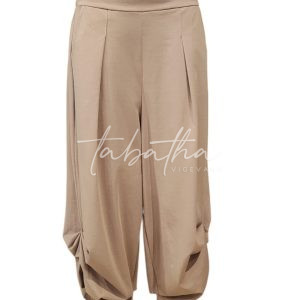 PANTALONE COTONE CON ELASTICO TASCHE E ARRICCIATURA ALLA CAVIGLIA TAGLIA UNICA COLOR CAPPUCCINO NOBLESSE OBLIGE-PROVOCATION MILANO-