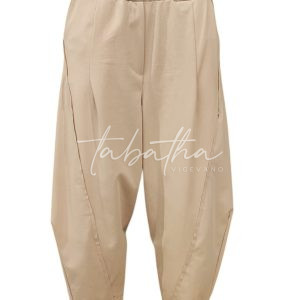 PANTALONE COTONE FORMA OVETTO CON ELASTICO E TASCHE BEIGE TAGLIA UNICA NOBLESSE OBLIGE-PROVOCATION MILANO-