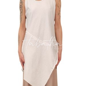 CANOTTA COTONE LUNGA GIROCOLLO SPALLA LARGA ASIMMETRICA TAGLIA UNICA BIANCA NOBLESSE OBLIGE-PROVOCATION MILANO-