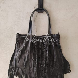 BORSA PELLE TRAFORATA CON FODERA INTERNA NERA -PROVOCATION MILANO ACCESSORI-