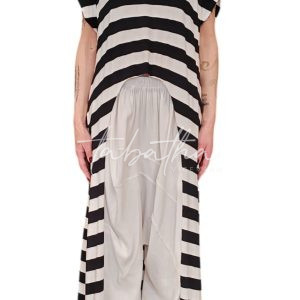 T-SHIRT COTONE FRAC RIGHE B/N TAGLIA UNICA NOBLESSE OBLIGE-PROVOCATION MILANO-