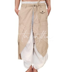 GONNA PANNELLO 100% COTONE CON TASCHE-ELASTICO IN VITA E COULISSE PATCH UNICA COLOR CAMMELLO-PROVOCATION MILANO-