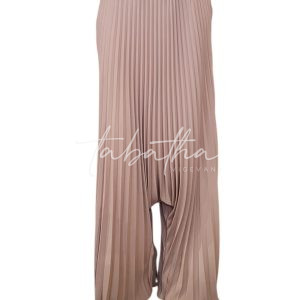 PANTALONE VISCOSA PLISSE' GAMBA LARGA CON ELASTIVO IN VITA TAGLIA UNICA COLOR MALVA-ROSATONOBLESSE OBLIGE - PROVOCATION MILANO -