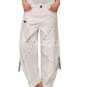 -CREATIVITY ROOM- PANTALONE COTONE FORMA OVETTO CON TASCHE E DETTAGLI BIANCO - PROVOCATION MILANO-