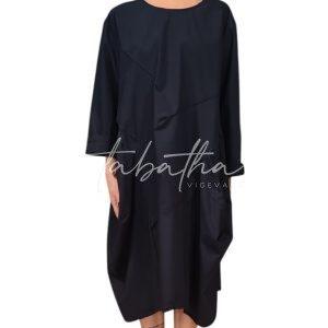 ABITO COTONE MANICA A 3/4 CON TASCHE E IMPUNTURE A VISTA FORMA UOVO TAGLIA UNICA BLUNOBLESSE OBLIGE -PROVOCATION MILANO-