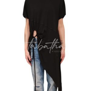 MAGLIA VISCOSA LUNGA SCOLLO A BARCA CON COULISSE REGOLABILE TAGLIA UNICA NERA NOBLESSE OBLIGE -PROVOCATION MILANO-