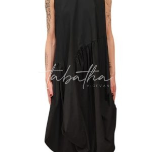 ABITO 100% COTONE SMANICATO SPALLA LATGA CON DRAPPEGGI TAGLIA UNICA NERO NOBLESSE OBLIGE -PROVOCATION MILANO-