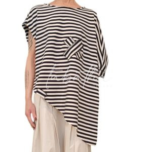 MAGLIA COTONE OVER CON PUNTA RIGHE BIANCO/BLU TAGLIA UNICA   NOBLESSE OBLIGE -PROVOCATION MILANO-