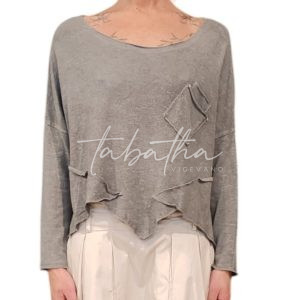 MAGLIA 100% COTONE PATCH SCOLLO A BARCA MANICA LUNGA TAGLIA UNICA GRIGIA NOBLESSE OBLIGE -PROVOCATION MILANO-