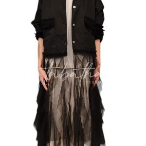 GIACCHINO COTONE CON TULLE TAGLIA UNICA NERO -PROVOCATION MILANO-