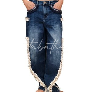 CREATIVITY ROOM JEANS CON APPLICAZIONI 5 TASCHE TAGLIA M -PROVOCATION MILANO-