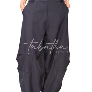 PANTALONE VISCOSA FORMA OVETTO CON DRAPPEGGIO POLPACCIO CON ELASTICO-BOTTONE E ZIP TAGLIA UNICA NOBLESSE OBLIGE-PROVOCATION MILANO-