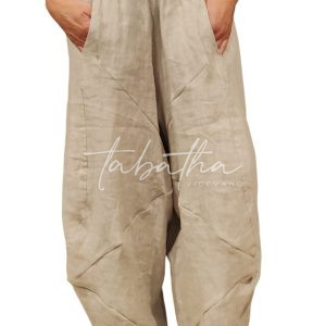 PANTALONE 100% LINO FORMA OVETTO CON ELASTICO E TASCHE TAGLIA UNICA NOBLESSE OBLIGE -PROVOCATION MILANO-