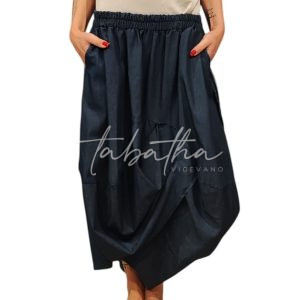 GONNA 100% COTONE EFFETTO JEANS CON DRAPPEGGI-ELASTICO E TASCHE TAGLIA UNICA NOBLESSE OBLIGE -PROVOCATION MILANO-