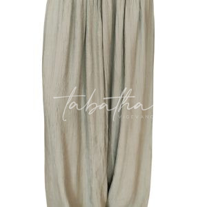 PANTAGONNA 100% VISCOSA EFFETTO STROPICCIATO CON ELSTICO VERDE SALVIA TAGLIA UNICA NOBLESSE OBLIGE -PROVOCATION MILANO-